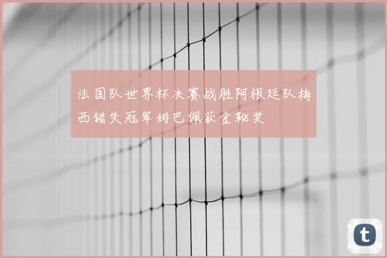法国队世界杯决赛战胜阿根廷队梅西错失冠军姆巴佩获金靴奖